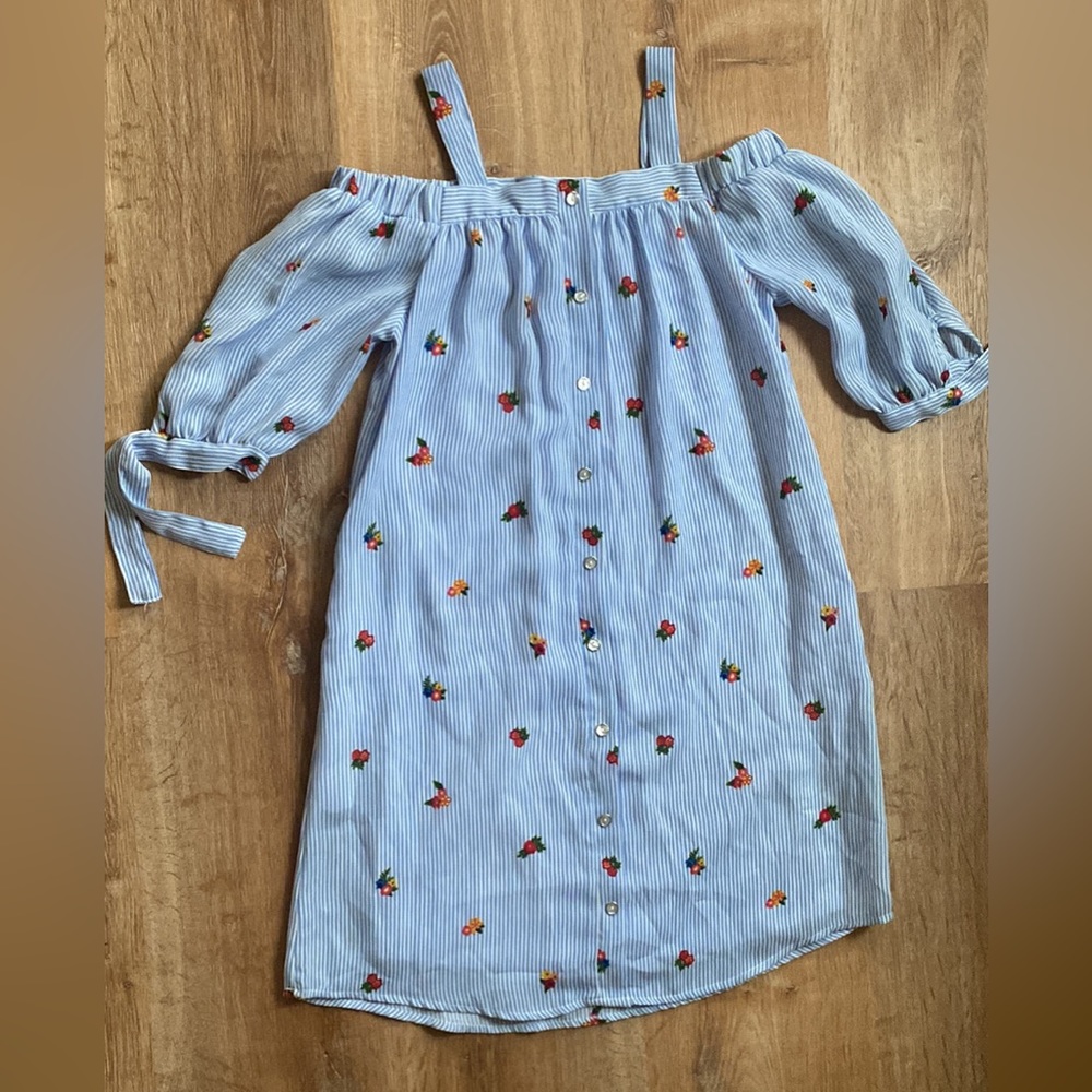 Speechless kids girls dress size 16 blue striped with flowers